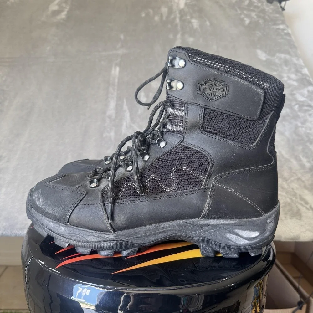 Harley-Davidson Boots Mens Size 12 Black Leather Biker Lace Up D93078 Motorcycle